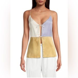 NWT rebecca taylor colorblocked twill camisole in yellow multicolor